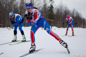 Командный спринт на Первенстве области по лыжным гонкам.